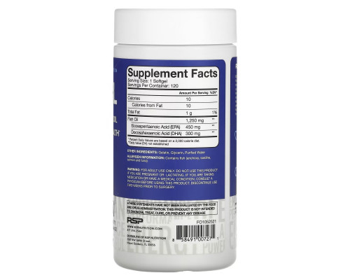 RSP Nutrition, Fish Oil Extra Strength Omega, 120 Softgels RSP Nutrition, Fish Oil Extra Strength Omega, 120 Softgels