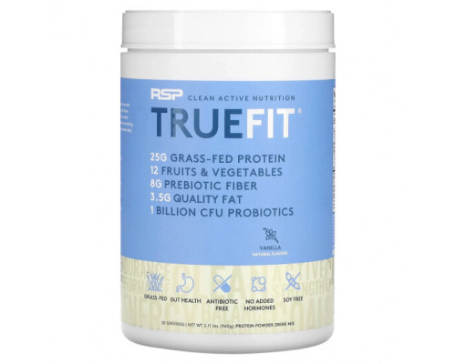 Сывороточный протеин RSP Nutrition, TrueFit, сывороточный протеиновый коктейль из экологически чистых ингредиентов, ваниль, 940 г (2 фунта) Сывороточный протеин RSP Nutrition, TrueFit, сывороточный протеиновый коктейль из экологически чистых ингредиентов, ваниль, 940 г (2 фунта)