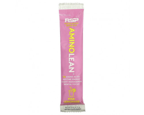 Аминокислоты RSP Nutrition, AminoLean, розовый лимонад, 1 пакетик, 9 г (0,56 унции) Аминокислоты RSP Nutrition, AminoLean, розовый лимонад, 1 пакетик, 9 г (0,56 унции)