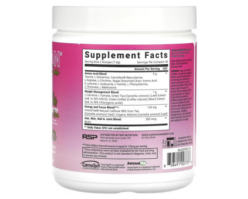 Аминокислоты RSP Nutrition, AminoLean X Alix Earle, ягодный, 228 г (8,04 унции) Аминокислоты RSP Nutrition, AminoLean X Alix Earle, ягодный, 228 г (8,04 унции)