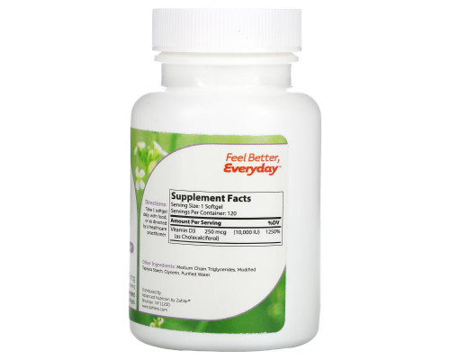 Zahler, Vitamin D3, Advanced D3 Formula, 250 mcg (10,000 IU), 120 Softgels Zahler, Vitamin D3, Advanced D3 Formula, 250 mcg (10,000 IU), 120 Softgels