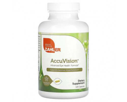 Для глаз Zahler, AccuVision, улучшенная формула для здоровья глаз, 120 капсул Для глаз Zahler, AccuVision, улучшенная формула для здоровья глаз, 120 капсул