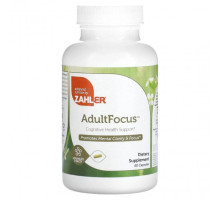 Улучшение памяти и работы мозга Zahler, AdultFocus, добавка для поддержки когнитивных функций и концентрации внимания, 60 капсул