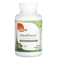 Улучшение памяти и работы мозга Zahler, AdultFocus, добавка для поддержки когнитивных функций и концентрации внимания, 60 капсул