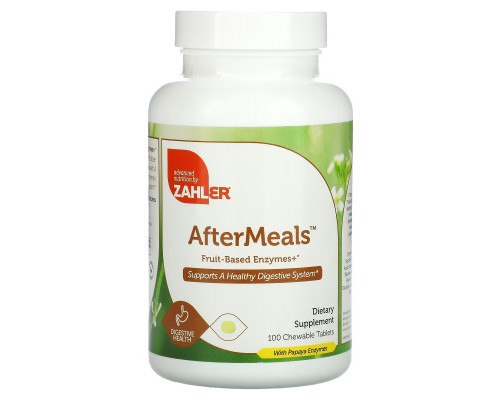 Zahler, AfterMeals, эффективная антацидная и пищеварительная помощь, 100 жевательных таблеток Zahler, AfterMeals, эффективная антацидная и пищеварительная помощь, 100 жевательных таблеток