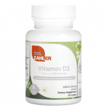 Zahler, Vitamin D3, Advanced D3 Formula, 25 mcg (1,000 IU), 120 Softgels