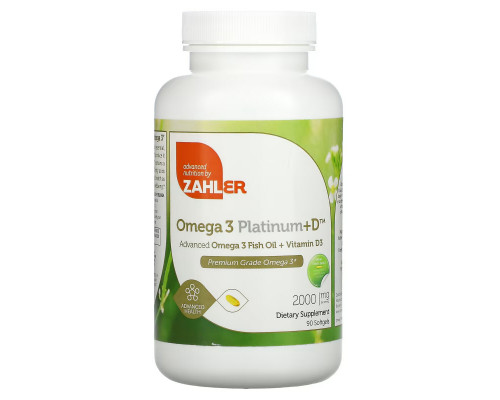 Zahler, Omega 3 Platinum+D, Advanced Omega 3 with Vitamin D3, 3000 mg, 90 Softgels Zahler, Omega 3 Platinum+D, Advanced Omega 3 with Vitamin D3, 3000 mg, 90 Softgels