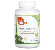 Рыбий жир и Омега 3, 6, 9 Zahler, Omega 3 Platinum + D, улучшенный рыбий жир с омега-3 и витамином D3, 1000 мг, 180 мягких таблеток