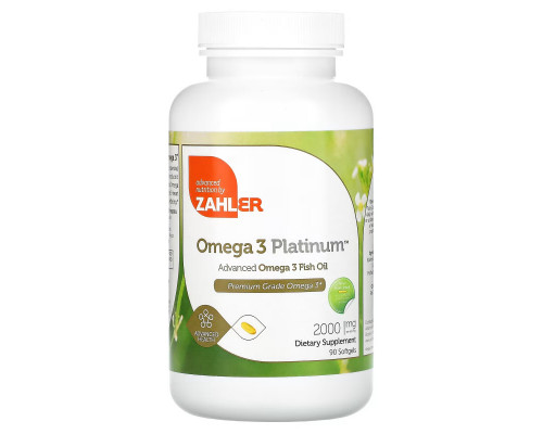 Zahler, Omega 3 Platinum, Продвинутый рыбий жир с Омега-3, 3000 мг, 90 мягких капсул Zahler, Omega 3 Platinum, Продвинутый рыбий жир с Омега-3, 3000 мг, 90 мягких капсул