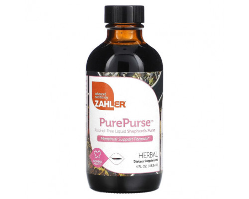 Женское здоровье Zahler, PurePurse, пастушья сумка в жидкой форме, средство для поддержки менструального цикла, 118,3 мл (4 жидк. унции) Женское здоровье Zahler, PurePurse, пастушья сумка в жидкой форме, средство для поддержки менструального цикла, 118,3 мл (4 жидк. унции)