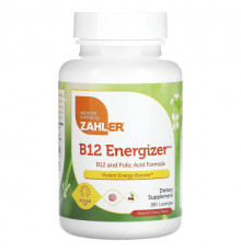 Витамины группы B Zahler, B12 Energizer, витамин B12 и фолиевая кислота, натуральная вишня, 180 пастилок