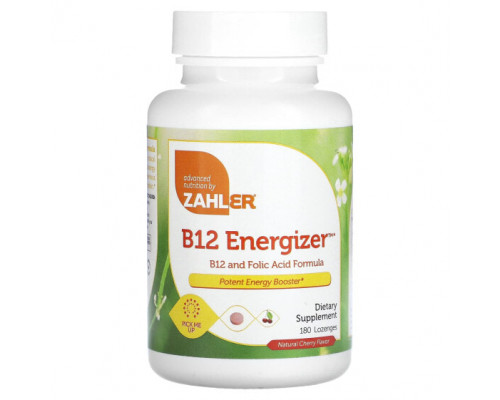 Витамины группы B Zahler, B12 Energizer, витамин B12 и фолиевая кислота, натуральная вишня, 180 пастилок Витамины группы B Zahler, B12 Energizer, витамин B12 и фолиевая кислота, натуральная вишня, 180 пастилок