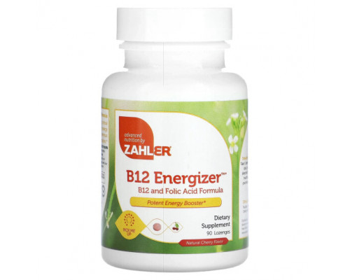 Витамины группы B Zahler, B12 Energizer, витамин B12 и фолиевая кислота, с натуральным вишневым вкусом, 90 пастилок Витамины группы B Zahler, B12 Energizer, витамин B12 и фолиевая кислота, с натуральным вишневым вкусом, 90 пастилок
