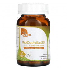 Для пищеварительной системы Zahler, BioDophilus25, улучшенная формула с пробиотиками, 60 капсул