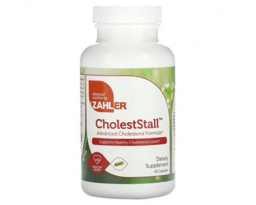 Для сердца и сосудов Zahler, CholestStall, улучшенная формула для повышения уровня холестерина, 60 капсул Для сердца и сосудов Zahler, CholestStall, улучшенная формула для повышения уровня холестерина, 60 капсул