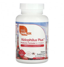 Пребиотики и пробиотики Zahler, Kidophilus Plus, пробиотическая смесь для детей, ягоды, 1 млрд КОЕ, 90 жевательных таблеток