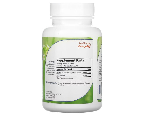 Zahler, L-Tryptophan, Purified L-Tryptophan, 500 mg, 60 Capsules Zahler, L-Tryptophan, Purified L-Tryptophan, 500 mg, 60 Capsules