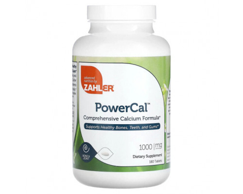 Кальций Zahler, PowerCal, комплексная формула кальция, 250 мг, 180 таблеток Кальций Zahler, PowerCal, комплексная формула кальция, 250 мг, 180 таблеток