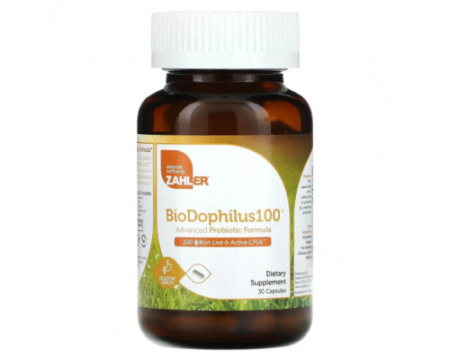 Пребиотики и пробиотики Zahler, BioDophilus100, улучшенная формула с пробиотиками, 100 млрд КОЕ, 30 капсул Пребиотики и пробиотики Zahler, BioDophilus100, улучшенная формула с пробиотиками, 100 млрд КОЕ, 30 капсул