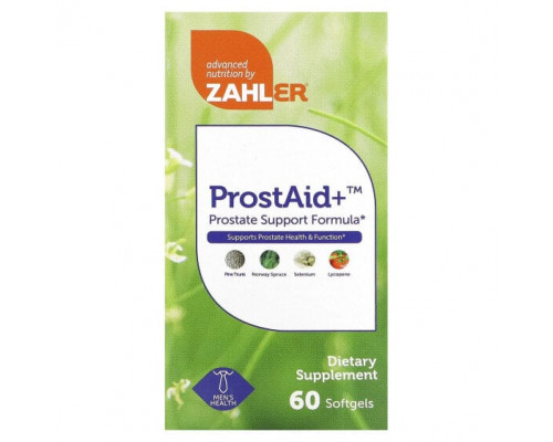 Мужское здоровье Zahler, ProstAid +, формула для поддержки простаты, 60 мягких таблеток Мужское здоровье Zahler, ProstAid +, формула для поддержки простаты, 60 мягких таблеток