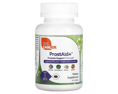 Мужское здоровье Zahler, ProstAid +, формула для поддержки простаты, 60 мягких таблеток Мужское здоровье Zahler, ProstAid +, формула для поддержки простаты, 60 мягких таблеток