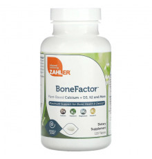 Кальций Zahler, BoneFactor, растительный кальций, витамины D3 и K2, 120 таблеток