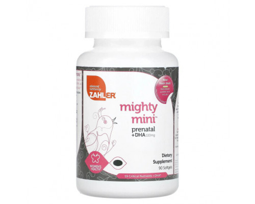 Женское здоровье Zahler, Mighty Mini Prenatal + DHA, 100 мг, 90 мягких таблеток Женское здоровье Zahler, Mighty Mini Prenatal + DHA, 100 мг, 90 мягких таблеток