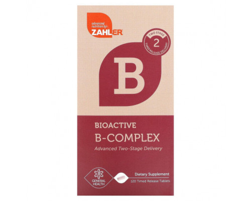 Витамины группы B Zahler, Bioactive B-Complex, 120 таблеток с замедленным высвобождением Витамины группы B Zahler, Bioactive B-Complex, 120 таблеток с замедленным высвобождением