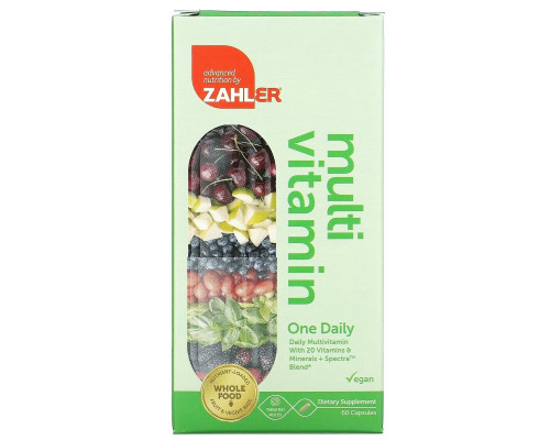 Zahler, One Daily, Daily Multivitamin with 20 Vitamins & Minerals + Spectra Blend, 60 Capsules Zahler, One Daily, Daily Multivitamin with 20 Vitamins & Minerals + Spectra Blend, 60 Capsules