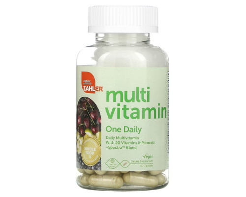 Zahler, One Daily, Daily Multivitamin with 20 Vitamins & Minerals + Spectra Blend, 60 Capsules Zahler, One Daily, Daily Multivitamin with 20 Vitamins & Minerals + Spectra Blend, 60 Capsules