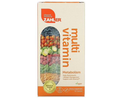 Zahler, Metabolism, Daily Multivitamin + Weight Management Support with Sinetrol, 60 Capsules Zahler, Metabolism, Daily Multivitamin + Weight Management Support with Sinetrol, 60 Capsules