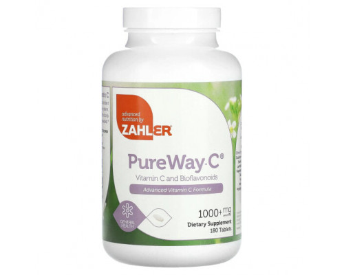 Витамин C Zahler, PureWay-C, витамин C и биофлавоноиды, более 1000 мг, 180 таблеток Витамин C Zahler, PureWay-C, витамин C и биофлавоноиды, более 1000 мг, 180 таблеток