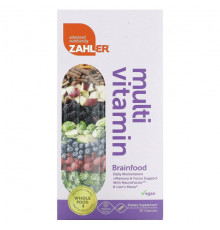 Витаминно-минеральные комплексы Zahler, Multivitamin Brainfood, ежедневная мультивитаминная добавка для поддержки памяти и концентрации, с NeuroFactor и ежовиком гребенчатым, 60 капсул