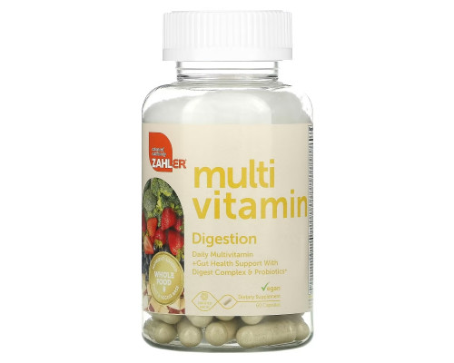 Zahler, Digestion, Daily Multivitamin + Gut Health Support With Digest Complex & Probiotics, 60 Capsules Zahler, Digestion, Daily Multivitamin + Gut Health Support With Digest Complex & Probiotics, 60 Capsules
