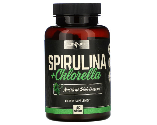 Onnit, Spirulina + Chlorella, 80 Capsules Onnit, Spirulina + Chlorella, 80 Capsules