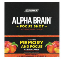 Улучшение памяти и работы мозга Onnit, Alpha Brain Focus Shot, персик, 6 флаконов по 75 мл (2,5 жидк. Унции)