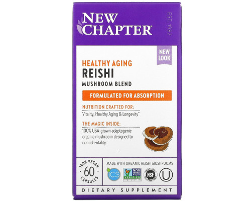 New Chapter, Organics, LifeShield, рейши, 60 вегетарианских капсул New Chapter, Organics, LifeShield, рейши, 60 вегетарианских капсул