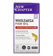 New Chapter, Wholemega, цельный рыбий жир, 1000 мг, 120 мягких капсул
