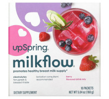 Женское здоровье UpSpring, MilkFlow, электролиты, пажитник и кникус, напиток со вкусом ягод, 16 пакетиков по 10 г (0,35 унции)