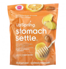 Для пищеварительной системы UpSpring, Stomach Settle, Lemon-Ginger-Honey, 55 Individually Wrapped Drops