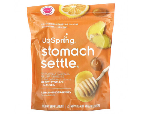 Для пищеварительной системы UpSpring, Stomach Settle, Lemon-Ginger-Honey, 55 Individually Wrapped Drops Для пищеварительной системы UpSpring, Stomach Settle, Lemon-Ginger-Honey, 55 Individually Wrapped Drops