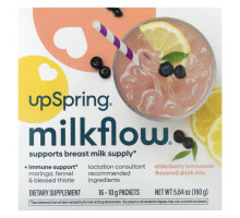 Женское здоровье UpSpring, Смесь для напитков Milkflow, бузинный лимонад, 16 пакетиков по 10 г