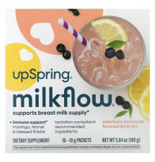 Женское здоровье UpSpring, Смесь для напитков Milkflow, бузинный лимонад, 16 пакетиков по 10 г