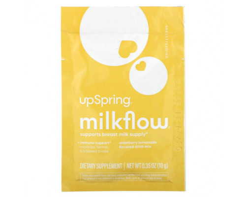 Женское здоровье UpSpring, Смесь для напитков Milkflow, бузинный лимонад, 16 пакетиков по 10 г Женское здоровье UpSpring, Смесь для напитков Milkflow, бузинный лимонад, 16 пакетиков по 10 г