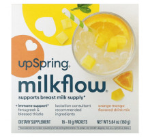 Женское здоровье UpSpring, Смесь для напитков Milkflow, апельсин и манго`` 16 пакетиков по 10 г