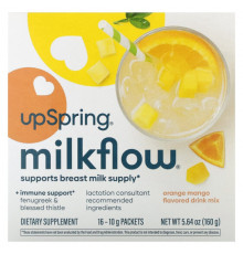 Женское здоровье UpSpring, Смесь для напитков Milkflow, апельсин и манго`` 16 пакетиков по 10 г