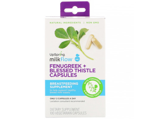 UpSpring, Milkflow, Fenugreek + Blessed Thistle, 100 Vegetarian Capsules UpSpring, Milkflow, Fenugreek + Blessed Thistle, 100 Vegetarian Capsules