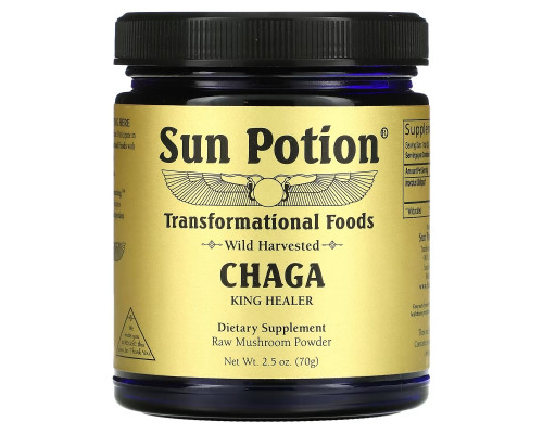 Sun Potion, Чага, порошок из дикорастущих грибов, 70 г Sun Potion, Чага, порошок из дикорастущих грибов, 70 г