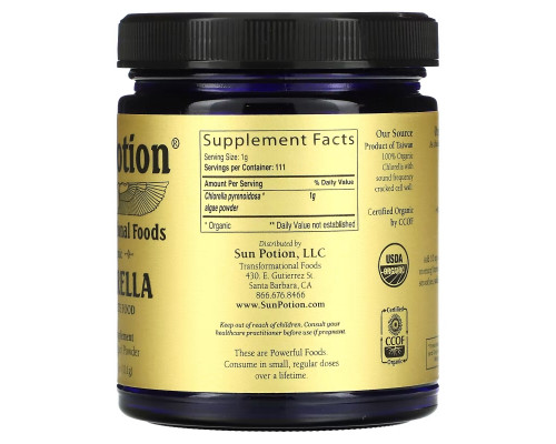 Sun Potion, Chlorella Powder, Organic, 3.9 oz (111 g) Sun Potion, Chlorella Powder, Organic, 3.9 oz (111 g)