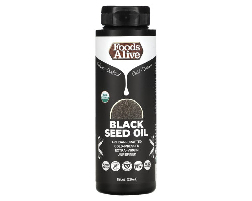 Foods Alive, Ремесленное масло черного тмина холодного отжима, 236 мл